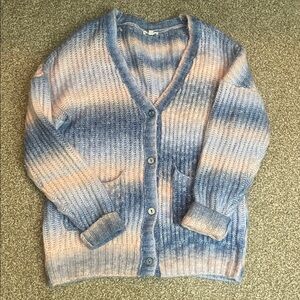 For Love & Lemons Blue and Cream Ombre Knit Cardigan